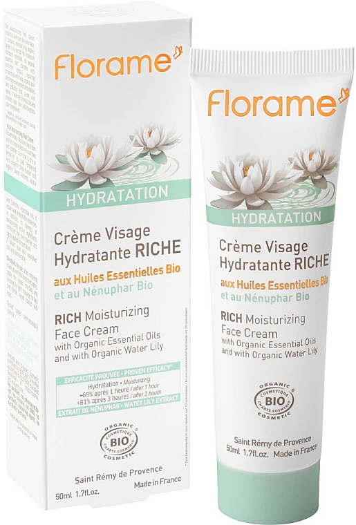 Зволожувальний крем для сухої й чутливої шкіри обличчя - Florame Hydratation Rich Moisturizing Face Cream — фото N1