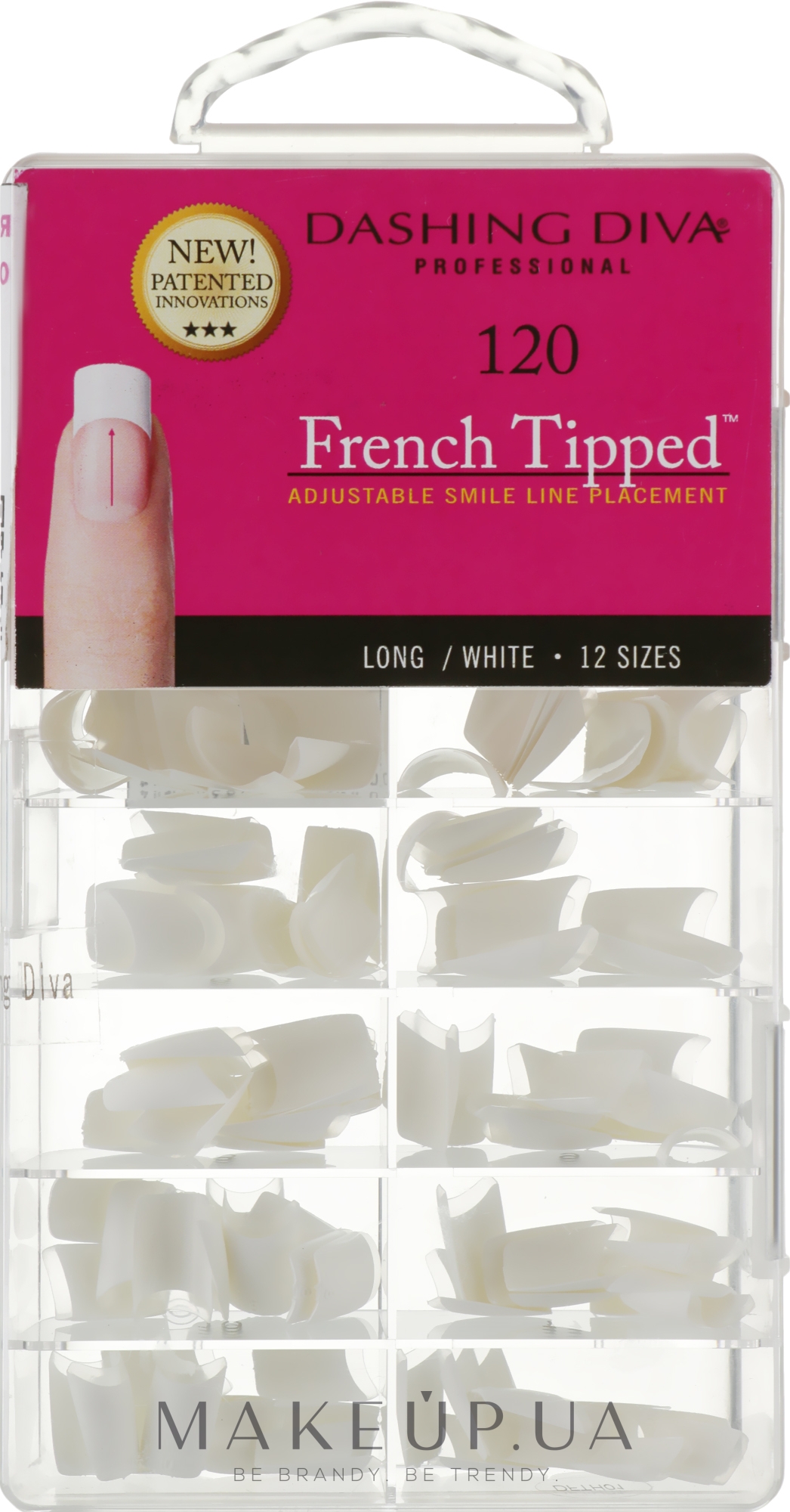 Типсы длинные "Френч" - Dashing Diva French Tipped Long White 120 Tips — фото 120шт
