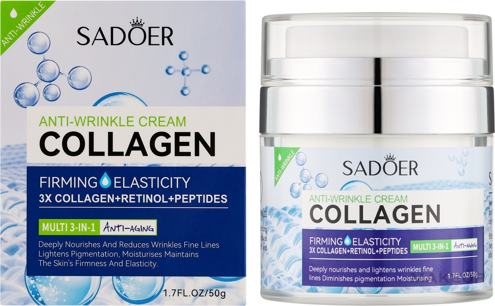 Антивіковий крем для зміцнення та еластичності шкіри - Sadoer Anti-Wrinkle Cream Collagen — фото 50g