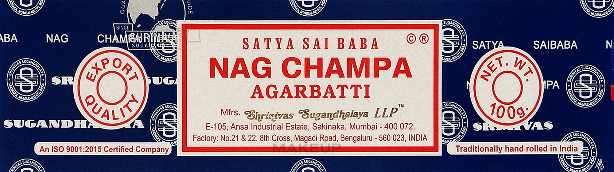 УЦЕНКА Благовония индийские "Наг Чампа" - Satya Nag Champa Agarbatti Incense * — фото 100g