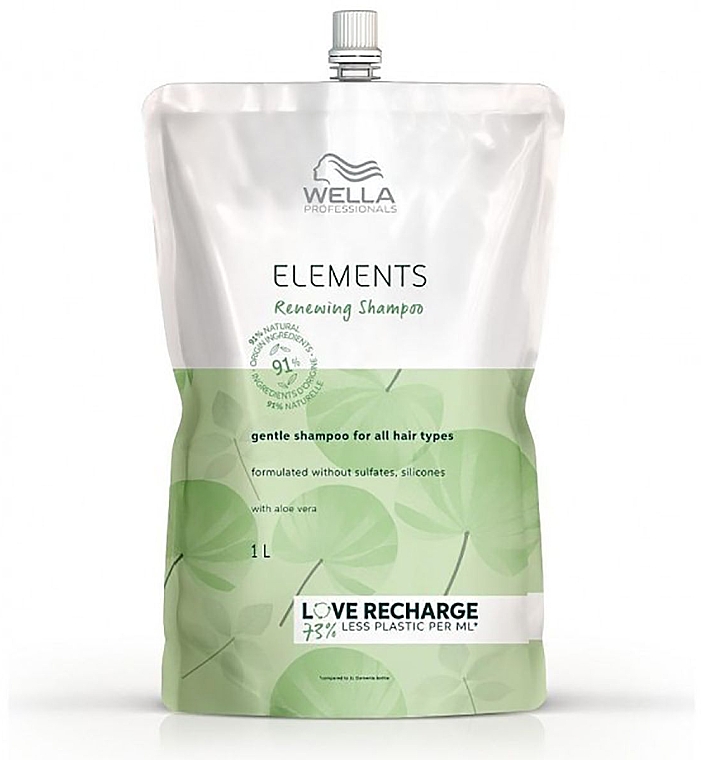 Обновляющий нежный шампунь для всех типов волос - Wella Professionals Elements Renewing Shampoo Gentle Shampoo For All Hair Types (дой-пак) — фото N1