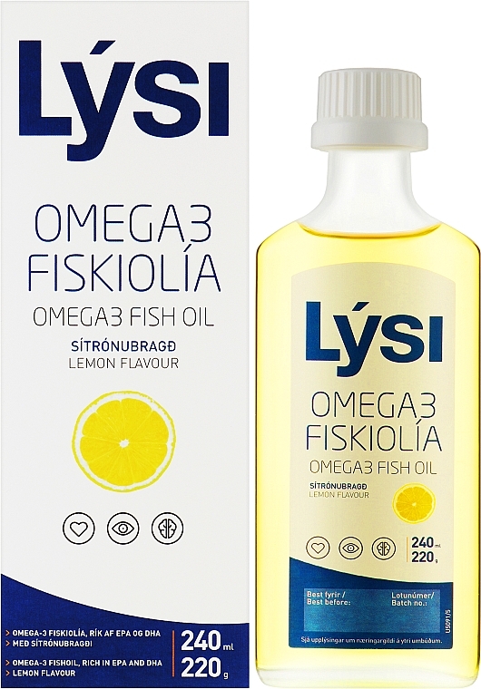 Oмега-3 EPA і DHA риб'ячий жир у рідині зі смаком лимона - Lysi Omega-3 Fish Oil Lemon Flavor (скляна пляшка) — фото N8