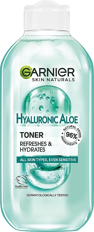 Зволожуючий тонік з алое і гіалуроновою кислотою для всіх типів шкіри обличчя, навіть чутливої - Garnier Skin Naturals Hyaluronic Aloe Toner — фото N1