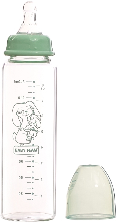 Бутылочка для кормления стеклянная с 06 месяцев - Baby Team — фото N2