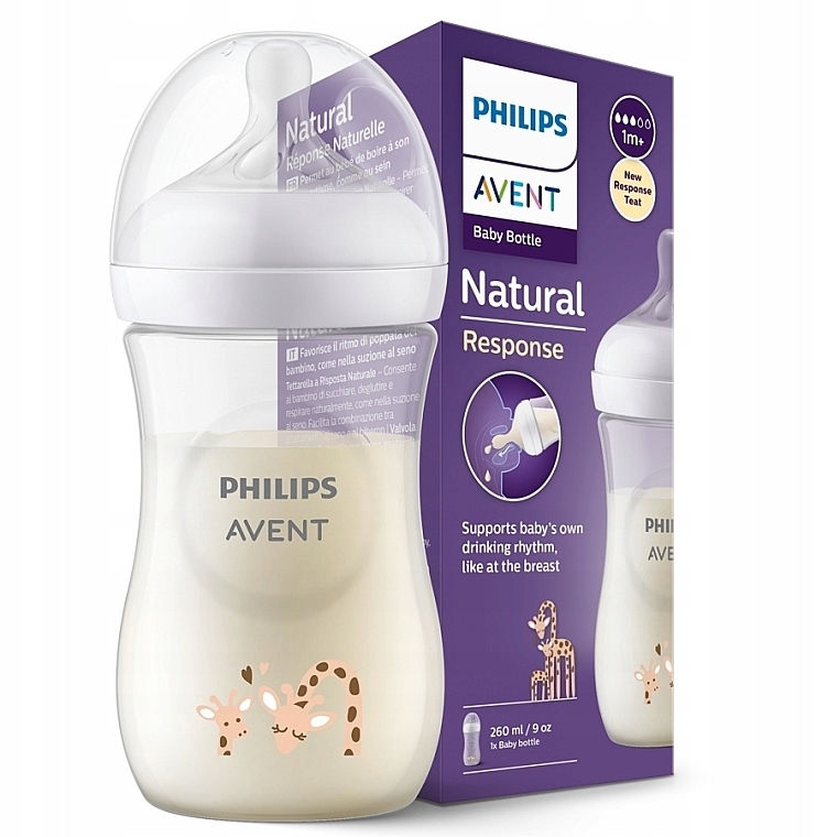 Бутылочка для кормления "Природный поток", жираф, 260 мл, 1м+ - Philips Avent Natural — фото N2