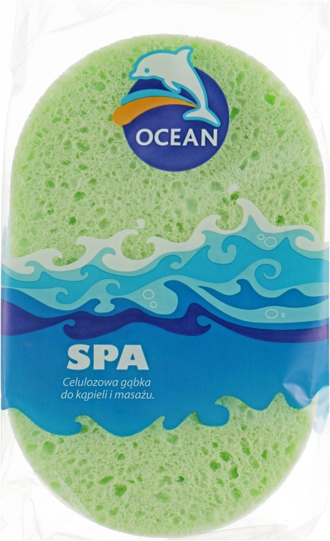 Массажная целлюлозная губка для купания "SPA", салатовая - Ocean — фото N1