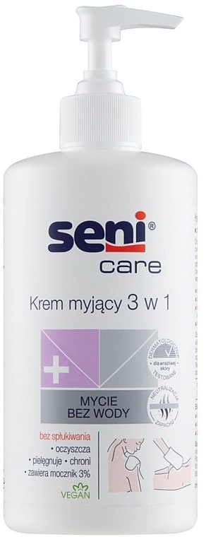 Очищающий крем без необходимости смывания - Seni Care 3% Urea Cleansing Cream 3in1 — фото N1