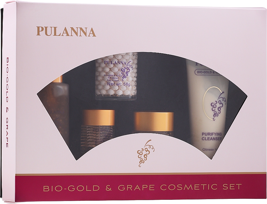 Набір - Pulanna Bio-gold & Grape (f/cr/2x58g + eye/cr/21g + f/ton/90g + f/milk/90g) — фото N1