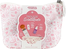 Духи, Парфюмерия, косметика Набор - Namaki Pink Sparkling Pouch (lip/balm/3,5g + powder/4g + brush/1pcs + bag/1pcs)