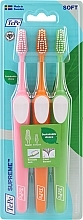 Набор зубных щеток, салатовая + оранжевая + розовая - Tepe Supreme Soft — фото N1