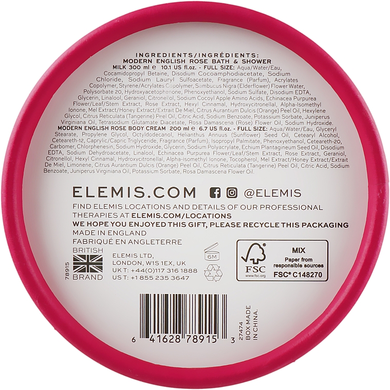 Набір - Elemis Modern English Rose Body Duo (sh/milk/300ml + b/cr/200ml) — фото N5