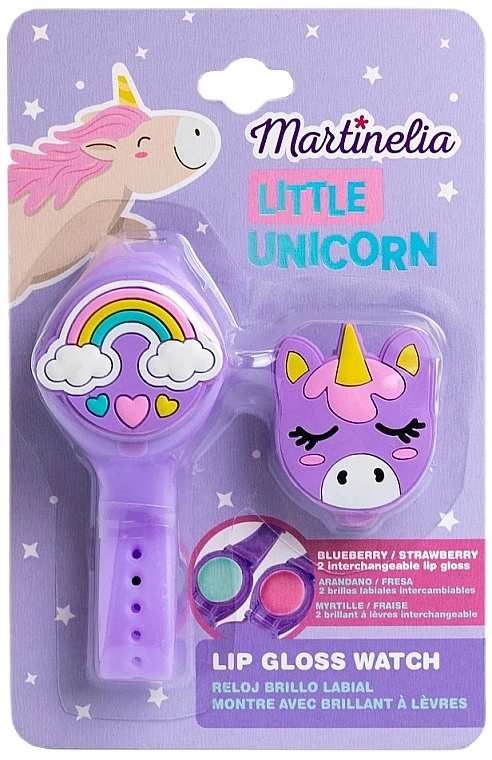 Набор "Часы" - Martinelia Little Unicorn Lip Gloss Watch Set (lip/gloss/2x1,1g + watch/1pcs) — фото N1