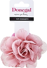 Парфумерія, косметика Резинка для волосся, FA-5707, блідо-рожева з квіткою - Donegal