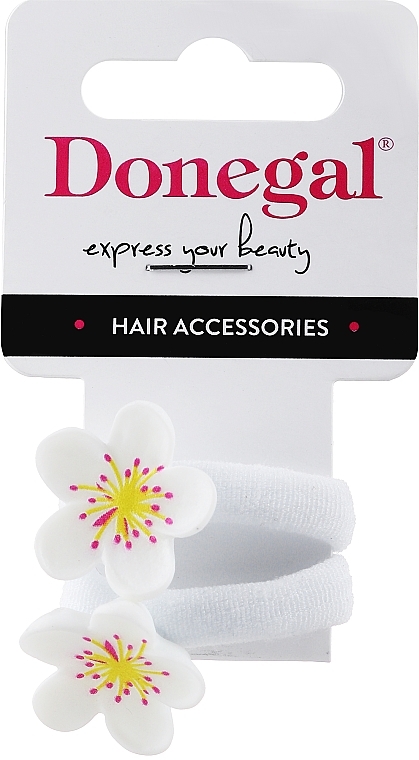 Резинки для волос, FA-5659, белые цветочки 2 - Donegal — фото N1