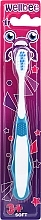 Парфумерія, косметика Дитяча зубна щітка, м'яка, від 3 років, у блістері, біла з блакитним - Wellbee Toothbrush For Kids