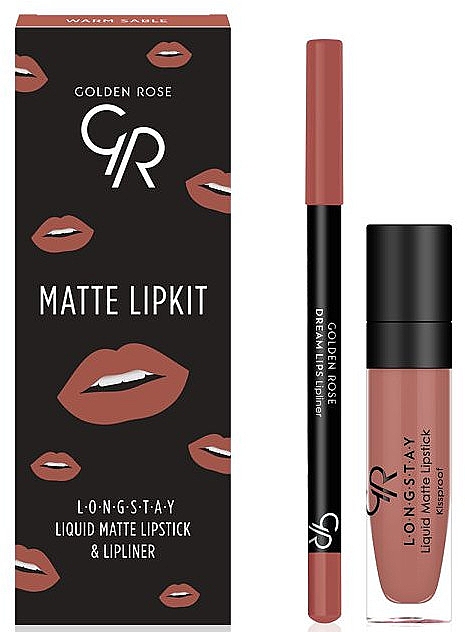 Набір для губ - Golden Rose Matte LipKit Warm Sable (lipstick/5.5 ml + lipliner/1.6g) — фото N1