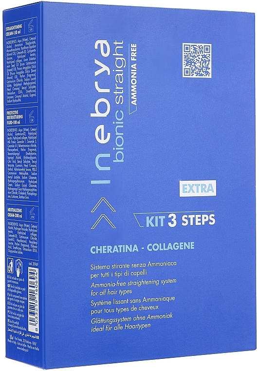 Набор для химического выпрямления волос - Inebrya Bionic Straight Ammonia Free 3 Steps Kit (cr/150ml + lotion/100ml + cr/200ml) — фото N1