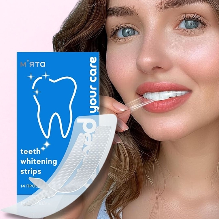 Отбеливающие полоски на 14 процедур со вкусом мяты - Aimed Teeth Whitening Strips — фото N6