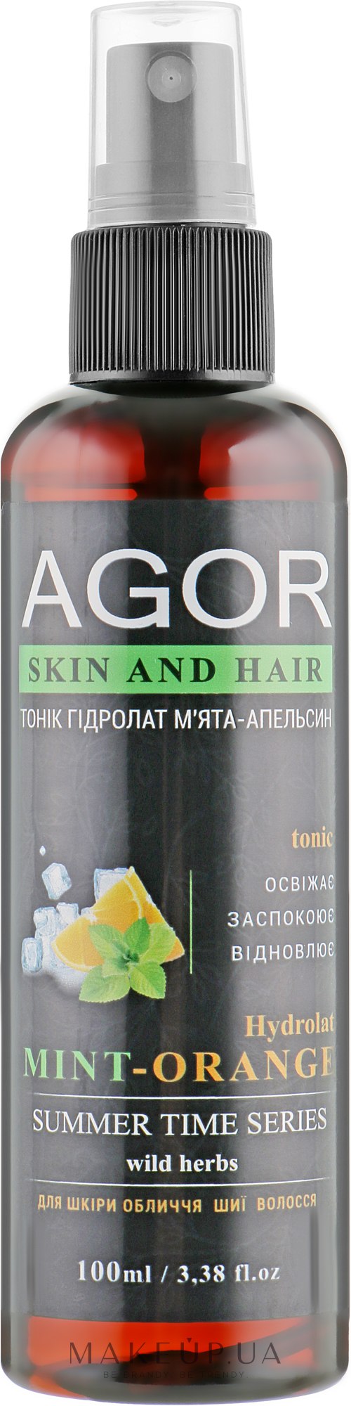 Тонік "Гідролат м'ята-апельсин" - Agor Summer Time Skin And Hair Tonic — фото 100ml