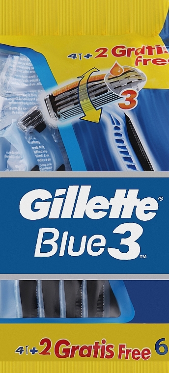 Набір одноразових станків для гоління, 4+2 шт. - Gillette Blue 3 — фото N1