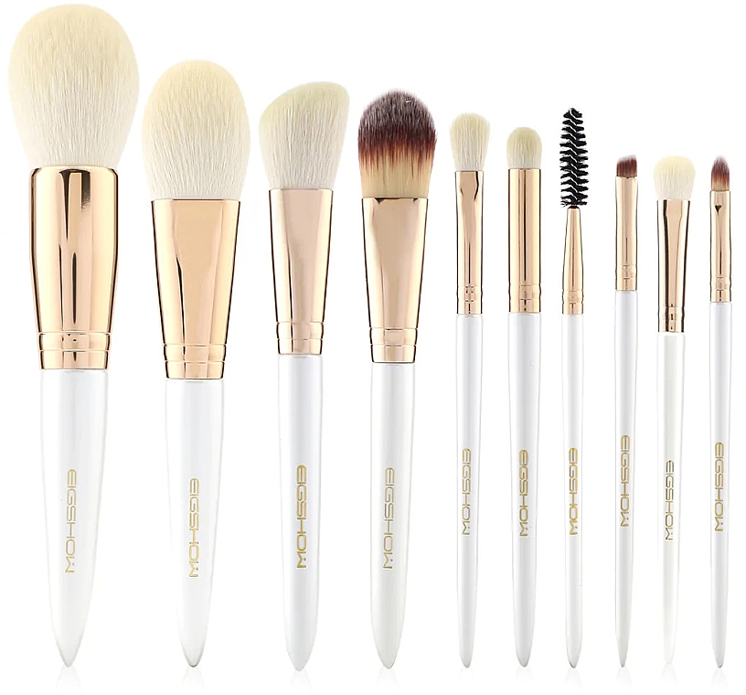 Набор кистей для макияжа, 10 шт - Eigshow Beauty Champagne Gold Vegan Series Nanofiber Brush Set — фото N2
