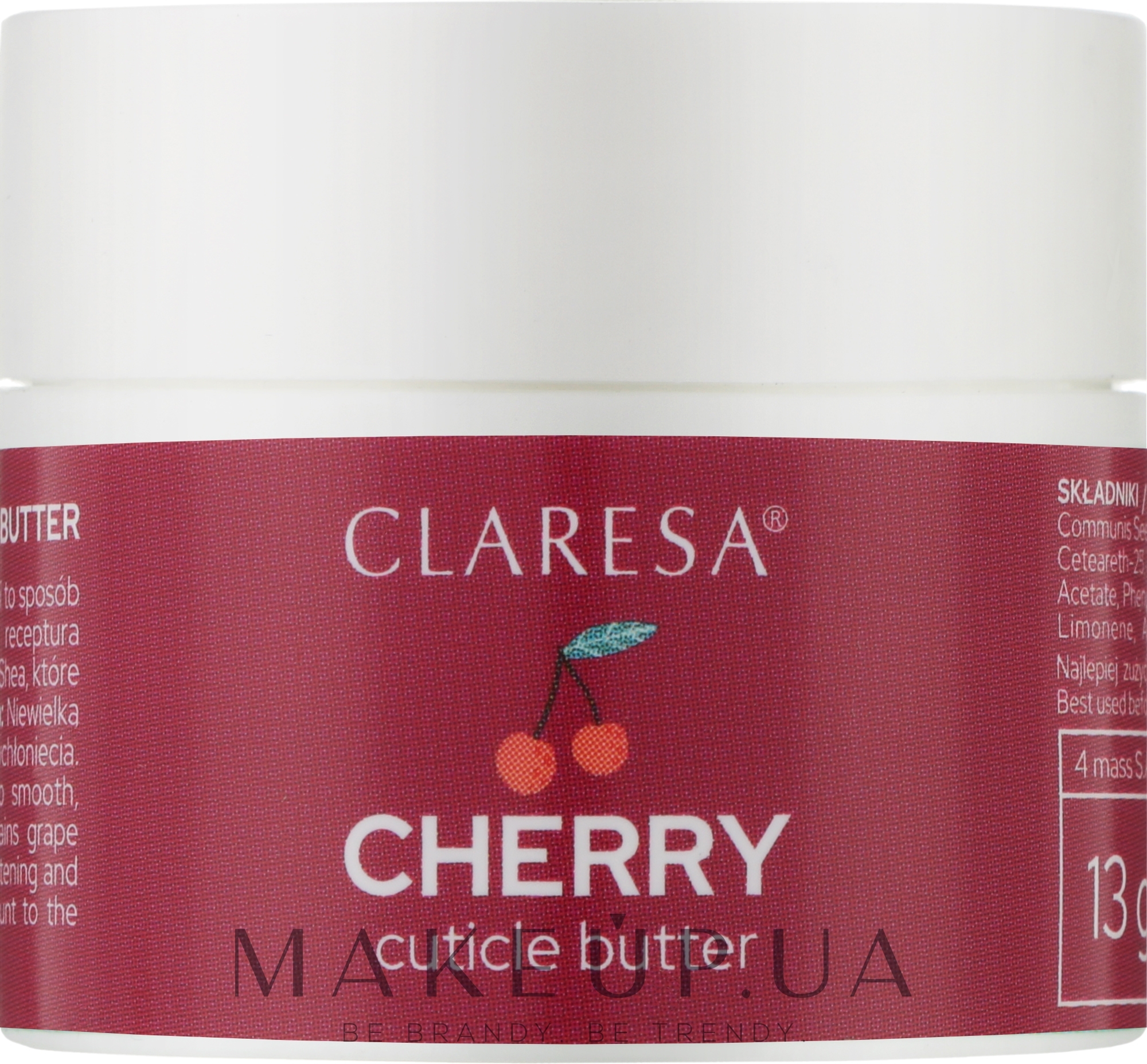 Масло для кутикулы "Вишня" - Claresa Cuticle Butter Cherry — фото 13g
