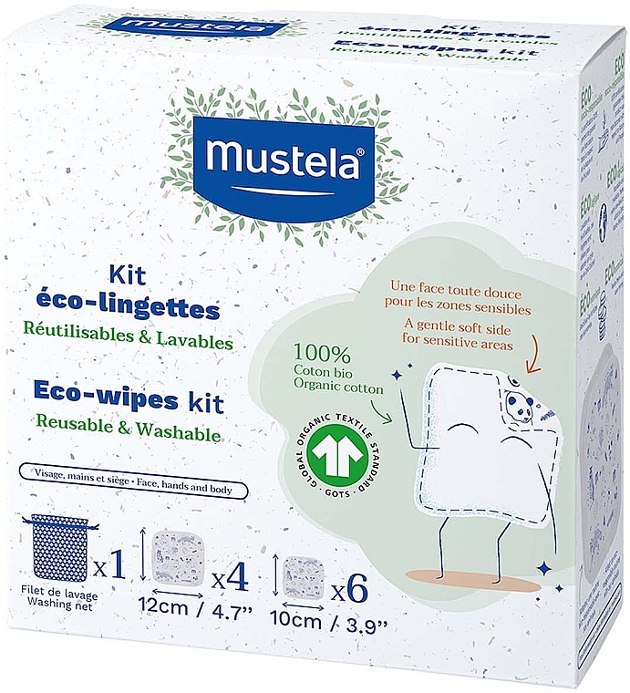 Екосерветки зі 100% органічної бавовни - Mustela Eco-Wipers Kit — фото N1