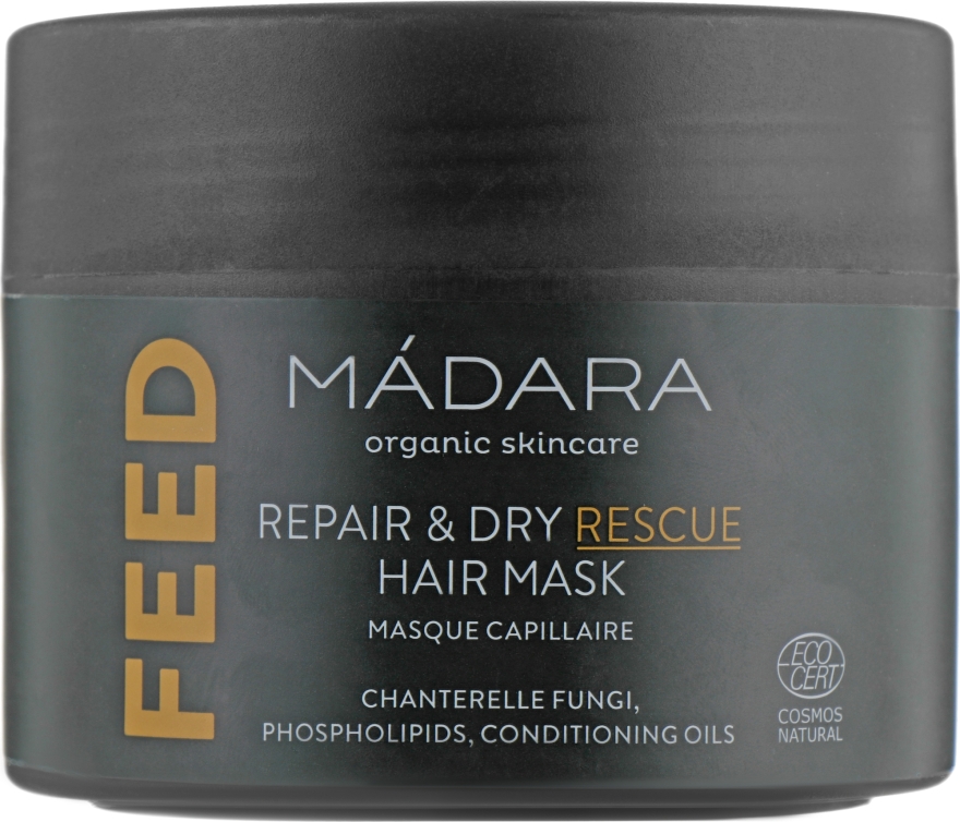 Живильна маска для волосся - Madara Cosmetics Feed Repair & Dry Rescue Hair Mask