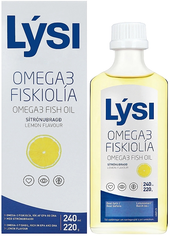 Oмега-3 EPA і DHA риб'ячий жир у рідині зі смаком лимона - Lysi Omega-3 Fish Oil Lemon Flavor (скляна пляшка) — фото N6