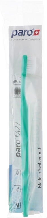 Детская зубная щетка "M27", зеленая - Paro Swiss Isola F (полиэтиленовая упаковка) — фото N1