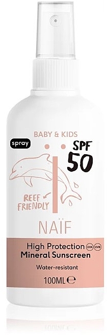 Спрей для засмаги для дітей від народження - Naif Baby & Kids Mineral Sunscreen SPF 50 — фото N1