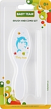 Набір: гребінець і щітка для волосся, дитячий, білий - Baby Team — фото N1