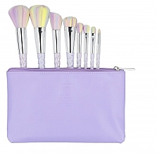 Набір з 8 пензликів для макіяжу + сумка, фіолетовий - ILU Basic Mu Unicorn Makeup Brush — фото N1