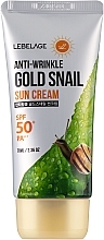 Солнцезащитный крем для лица с муцином улитка - Lebelage Anti-Wrinkle Gold Snail Sun Cream SPF50+/PA+++ — фото N1