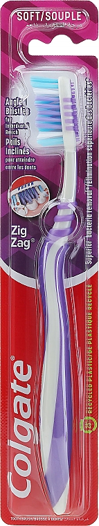 Зубная щетка, мягкая, серо-фиолетовая - Colgate ZigZag Soft — фото N1