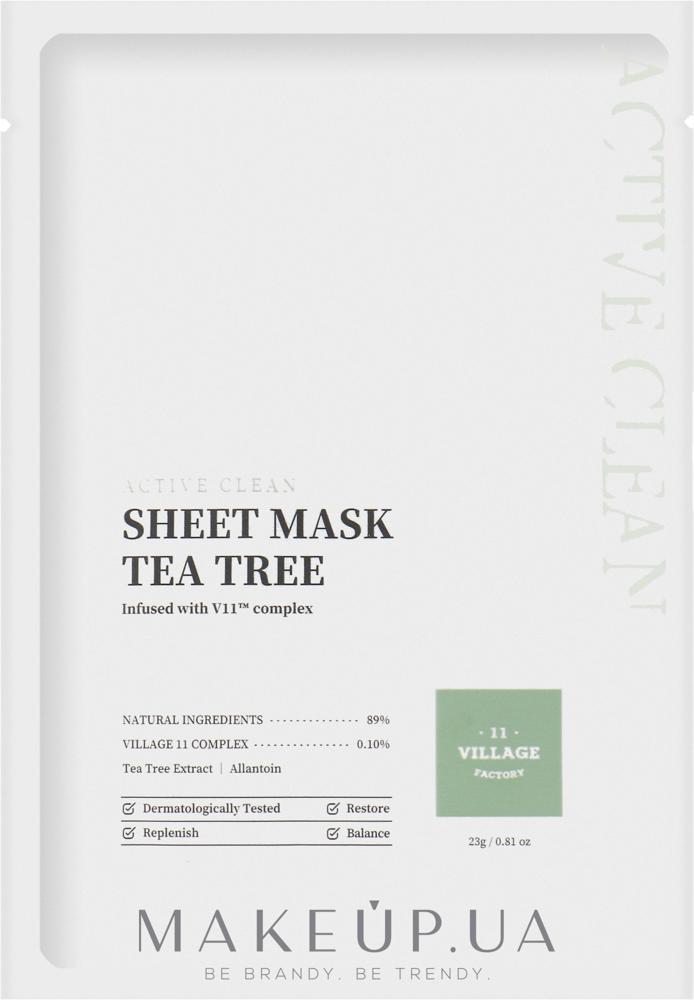 Тканевая маска для лица "Чайное дерево" - Village 11 Factory Active Clean Sheet Mask Tea Tree — фото 23g