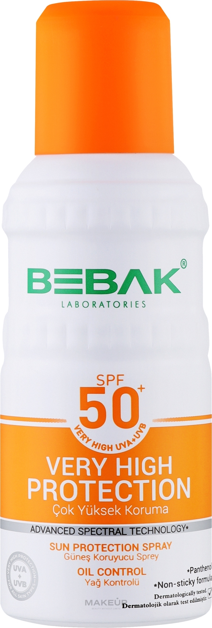 Солнцезащитный спрей - Bebak Laboratories Sun Protection Spray SPF50+ — фото 150ml