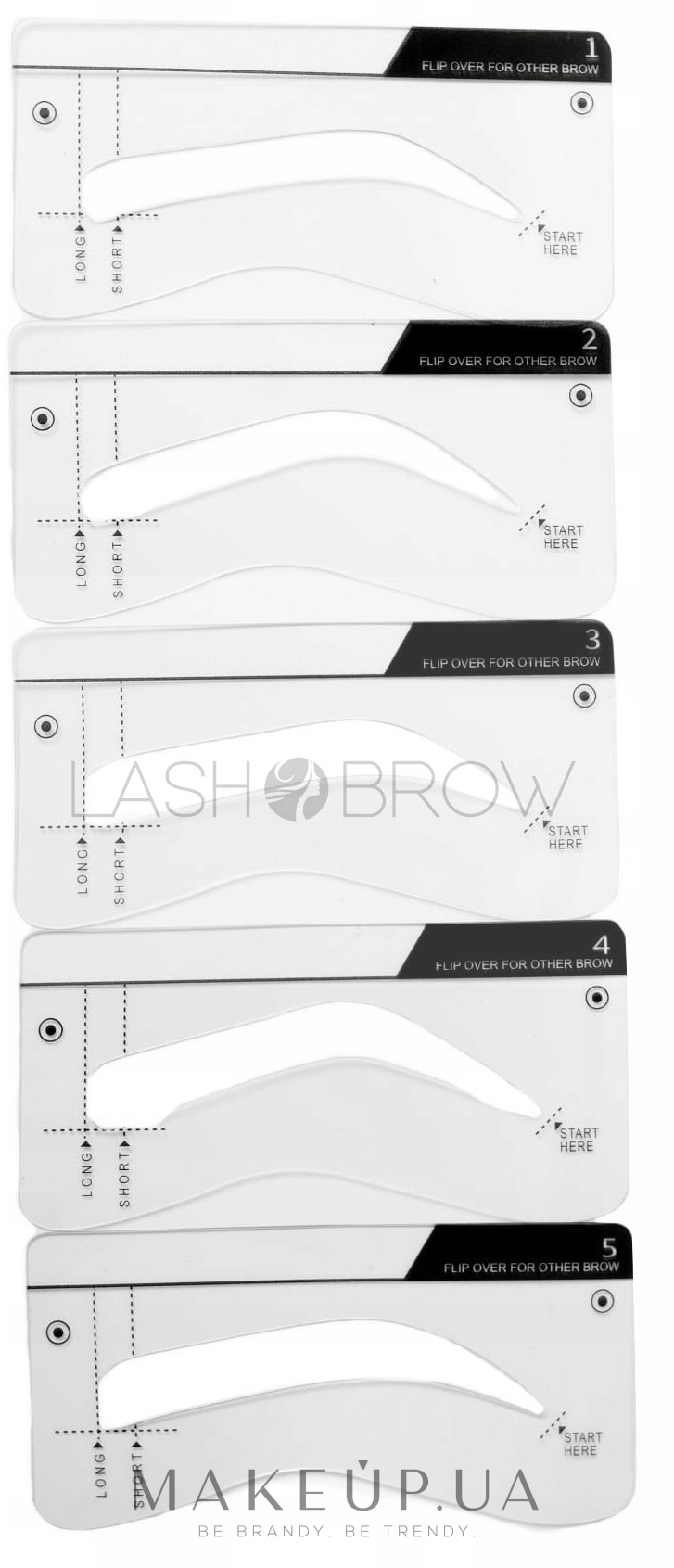 Шаблон для моделирования бровей, 5 форм - Lash Brow Hard — фото 5шт