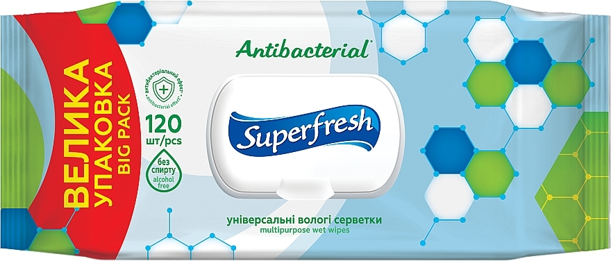 Вологі серветки з клапаном "Antibacterial" - Superfresh — фото N1