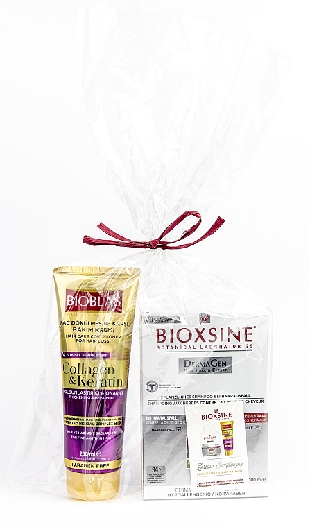 Набор для укрепления сухих и нормарьных волос - Biota Bioxsine Bioblas DermaGen White (shm/300ml + cond/250ml) — фото N1