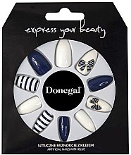 Парфумерія, косметика Набір штучних нігтів 3034, сині з білим - Donegal Express Your Beauty