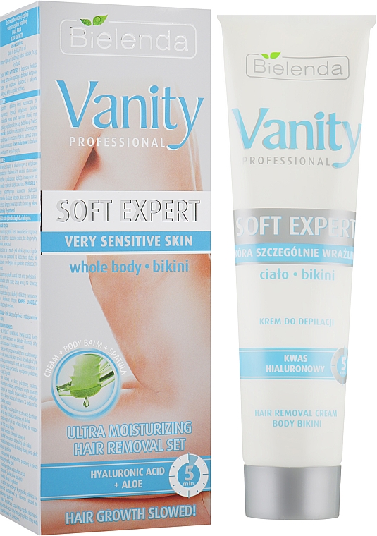 Набор - Bielenda Vanity Soft Expert Ultra moisturizing Yair Removal Set (cr/100ml + balm/2x5g + blade) — фото N1