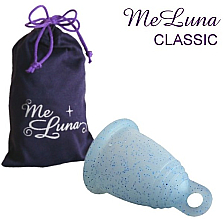 Менструальная чаша с петлей, размер S, голубой глиттер - MeLuna Classic Menstrual Cup  — фото N1