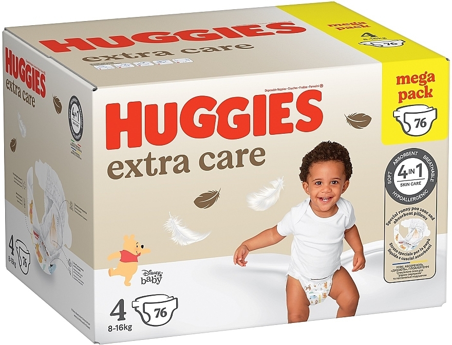Підгузники Extra Care, розмір 4 (8-16 кг), 76 шт. - Huggies — фото N8