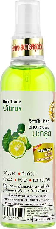 Тонік від випадання й для зміцнення волосся з екстрактом каффірського лайма або бергамота - Genive Hair Tonic Citrus — фото N1