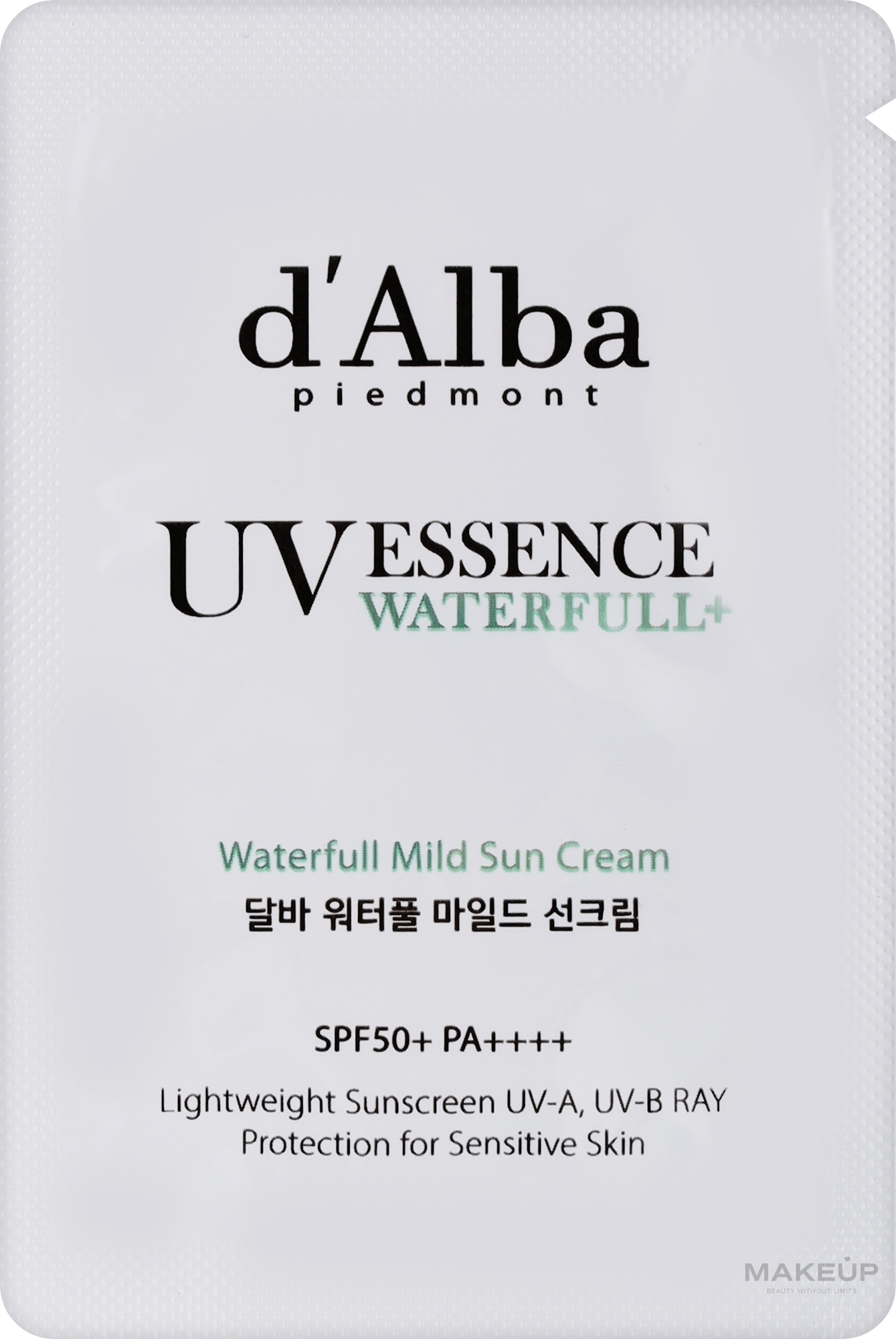 Сонцезахисний крем для обличчя - D'Alba Waterfull Mild Sun Cream SPF 50+PA+++ (пробник) — фото 3ml