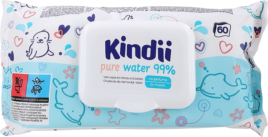 Дитячі вологі серветки  - Kindii Pure Water 99% — фото N1