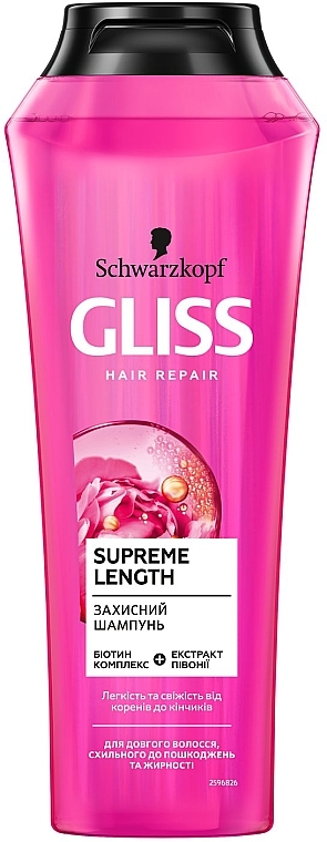 Защитный шампунь для длинных волос, склонных к повреждениям и жирности - Gliss Kur Hair Repair Supreme Length Shampoo
