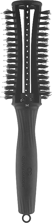 Брашинг, середній, чорний - Olivia Garden Finger Brush Round Black Medium — фото N1
