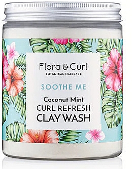 Освіжальна глина для очищення волосся  - Flora & Curl Soothe Me Coconut Mint Curl Refresh Clay Wash — фото N1